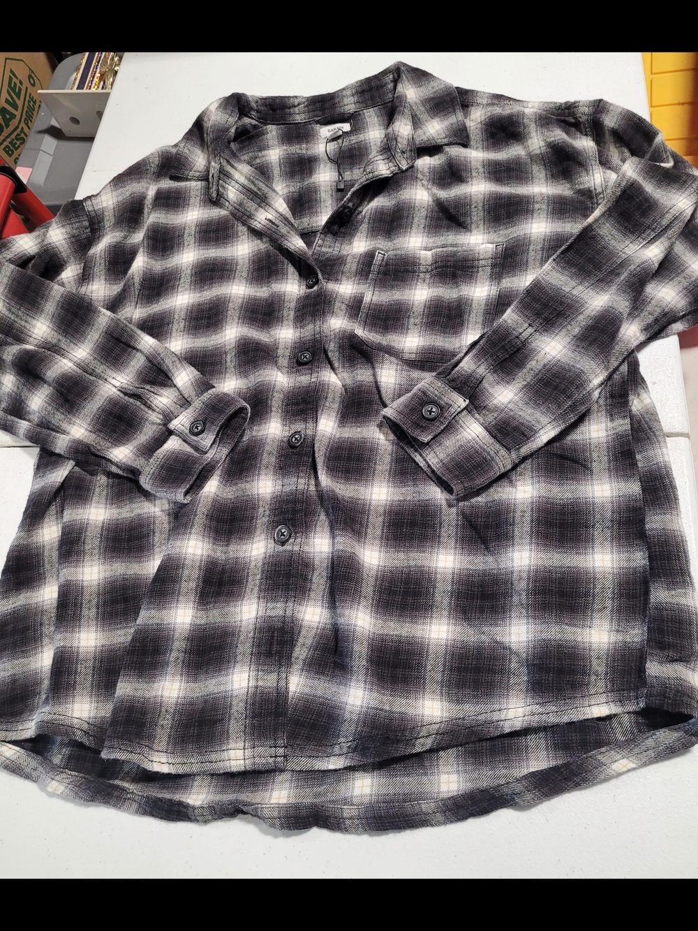 Garage Black & White Plaid Button-Down Shirt